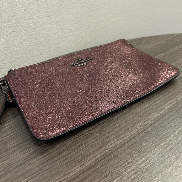 Coach Sparkle Glitter Cherry Purple Small Wristlet F64585 - Picture 4 of 8
